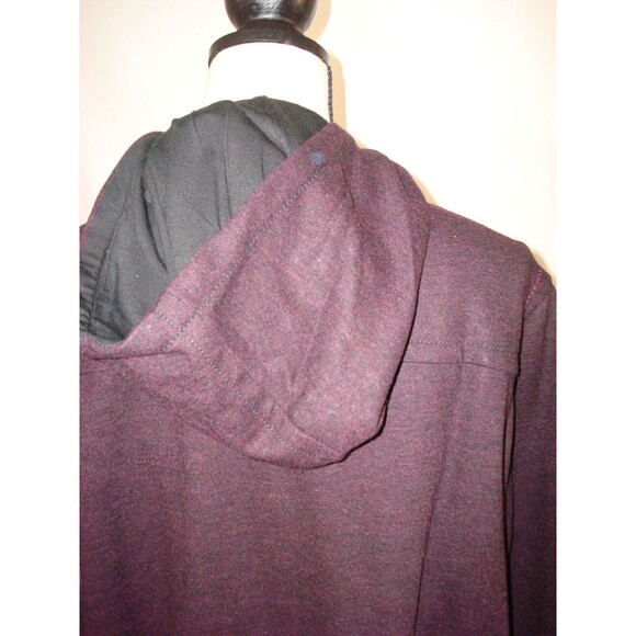 New NWT $248 XL Mens Zip Hoodie Jacket Leather Logo Patch Dark Red True Religion - Picture 6 of 8